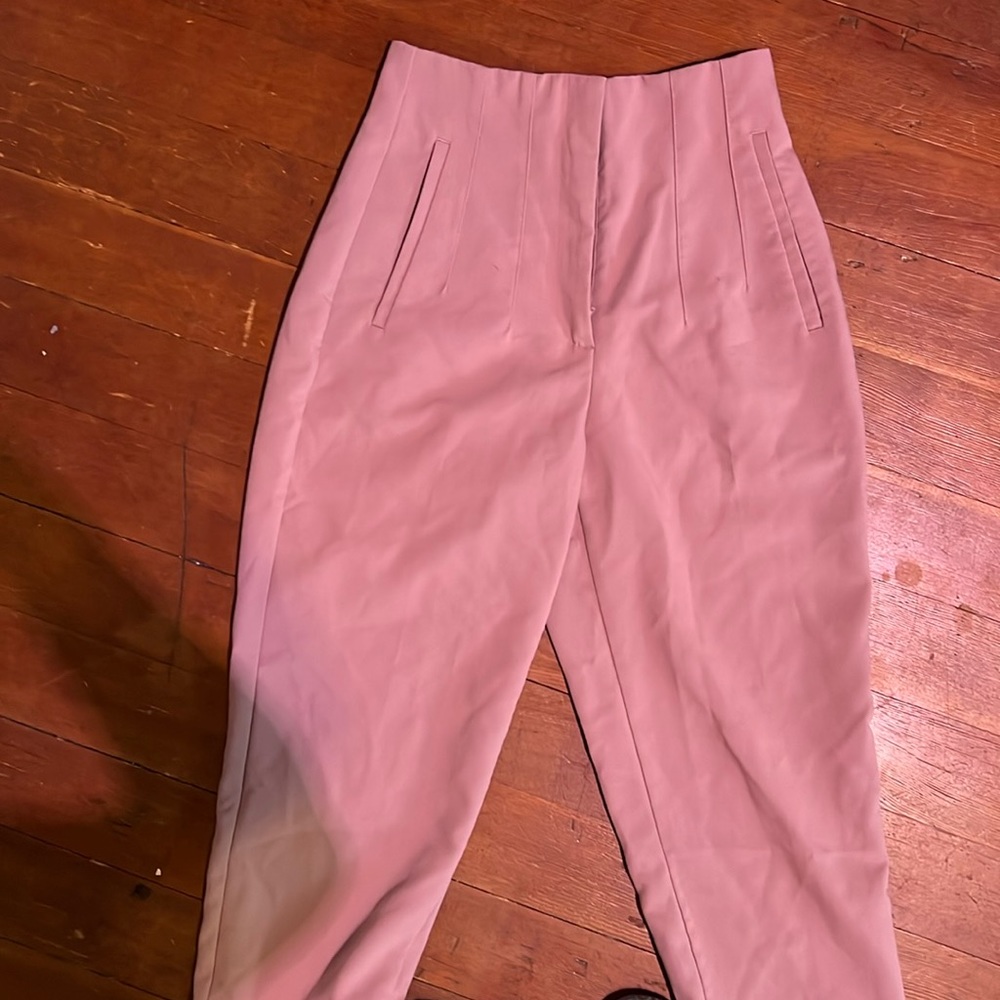 Dusty pink Zara work pants high waisted and cropped